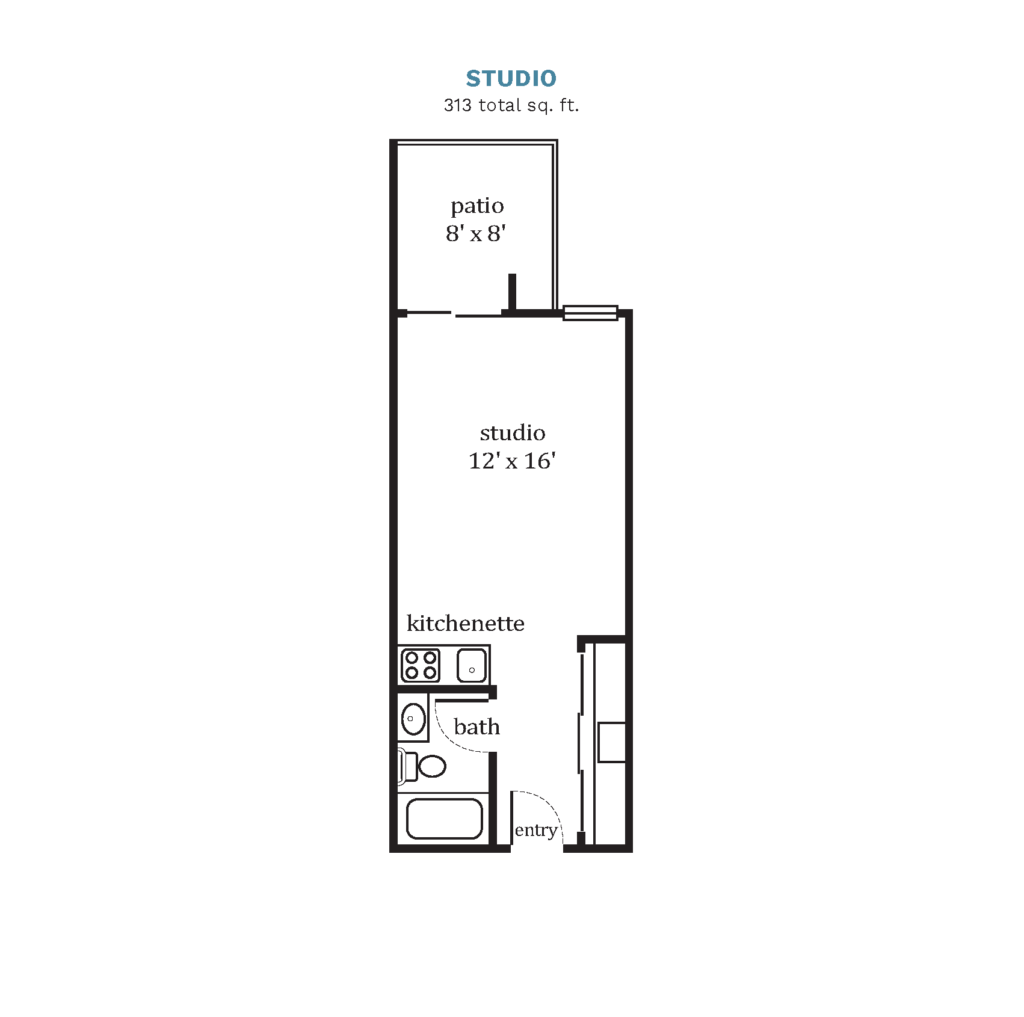 A floor plan image of a Studio apartment.